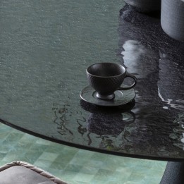 Tasse à café et sa coupelle en céramique grise - Diva - Kare Design