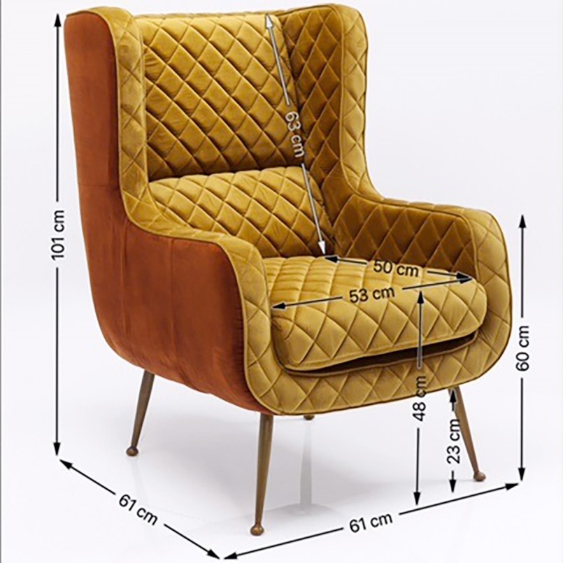 Ochre velvet armchair with jungle prints - Nona - Kare Design