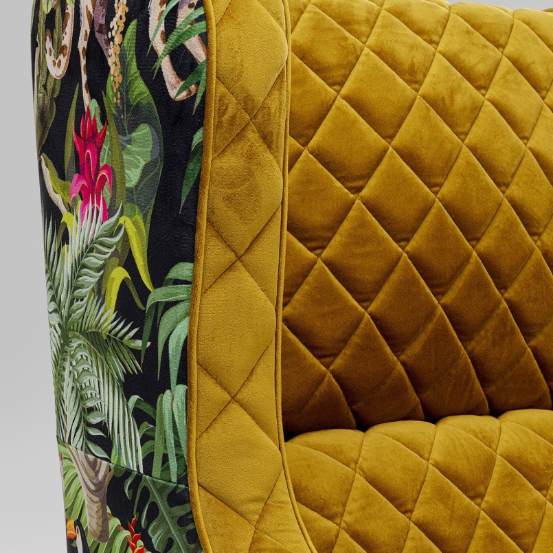 Ochre velvet armchair with jungle prints - Nona - Kare Design