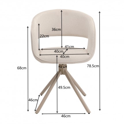 Swivel chair with armrests Gina beige Kare Design