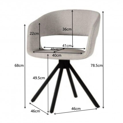 Swivel chair with armrests Gina black Kare Design