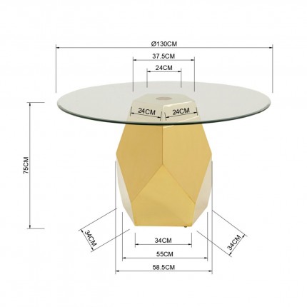 Eettafel Ricchezza Ø130cm goud Kare Design