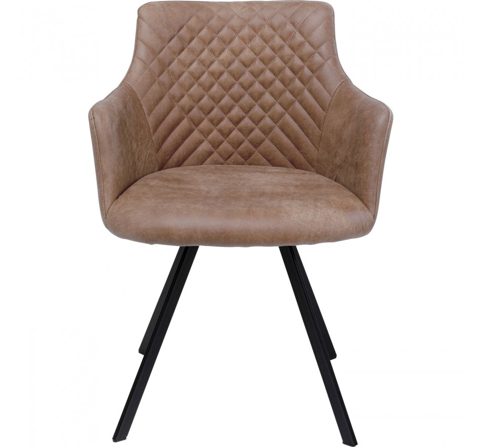Swivel chair with armrests Coco brown Kare Design