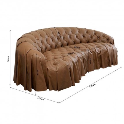 Sofa Drapes 3-Seater brown Kare Design