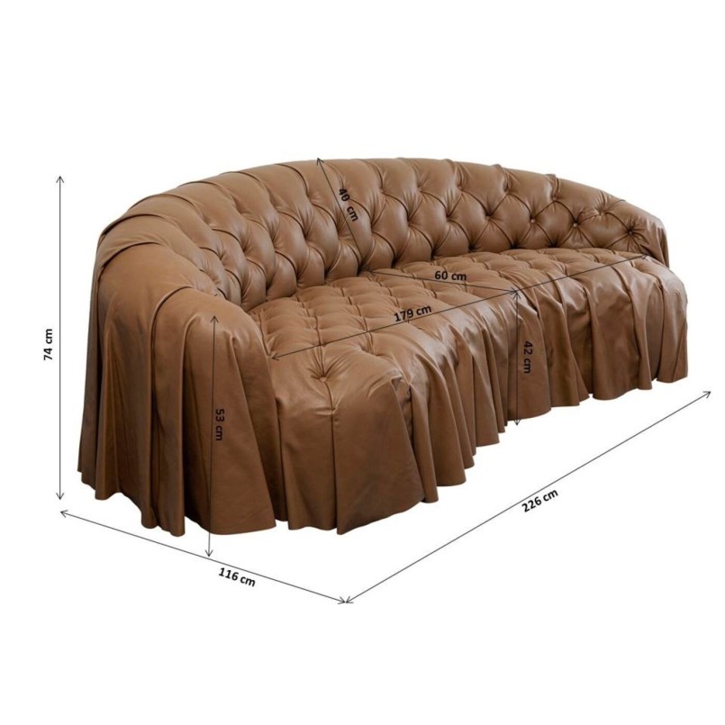 Vintage gestoffeerde leren bank - Gordijnen - Kare Design