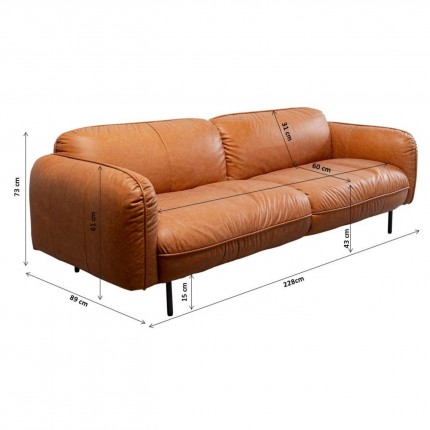 Sofa Calgary 3-Zits lichtbruin Kare Design