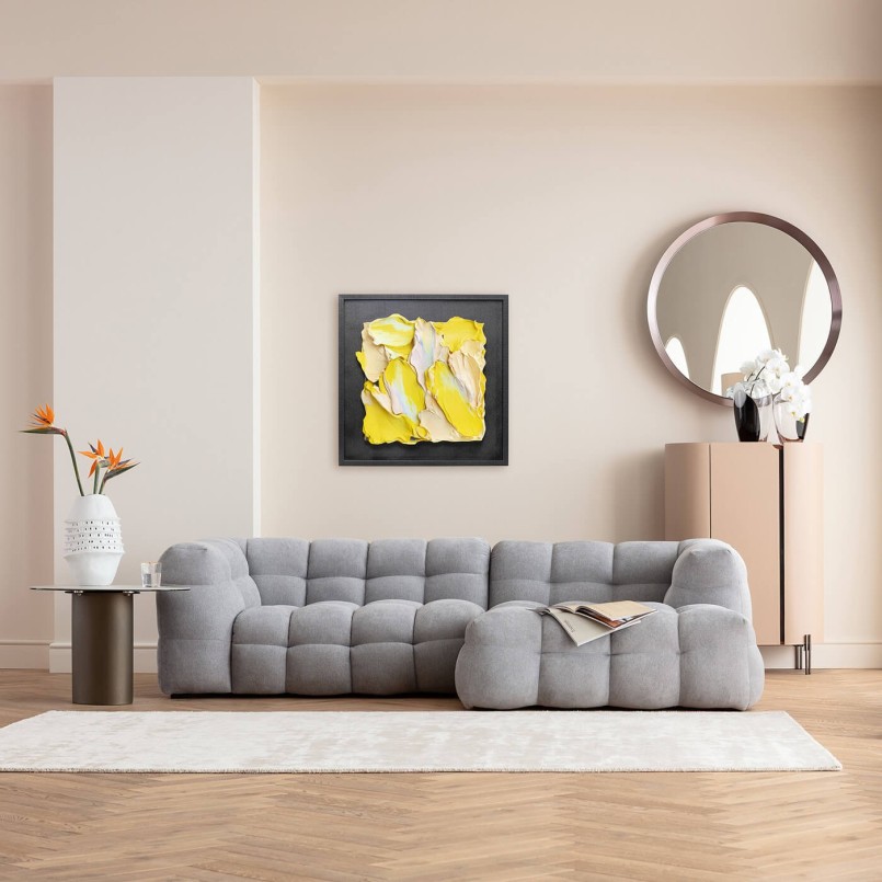 Schilderij Abstract In Box 80x80cm geel Kare Design