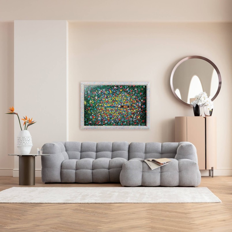 Schilderij drijvende bloemenmarkt 150x100cm Kare Design