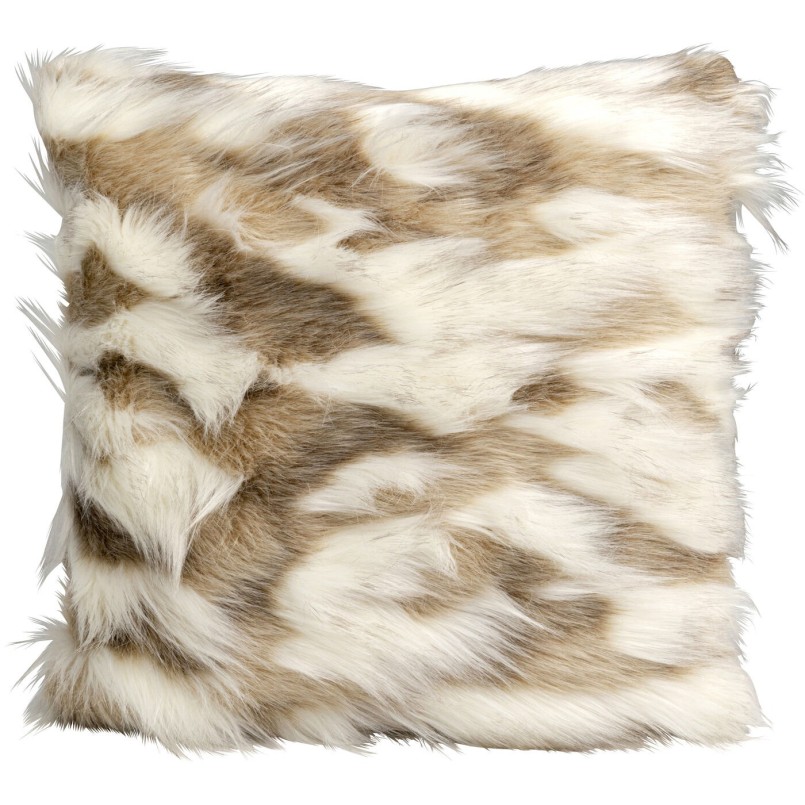 Coussin blanc et beige à poils longs - Shaky - Kare Design
