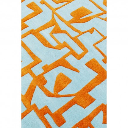 Vloerkleed Labirinto 300x200cm blauw en oranje Kare Design