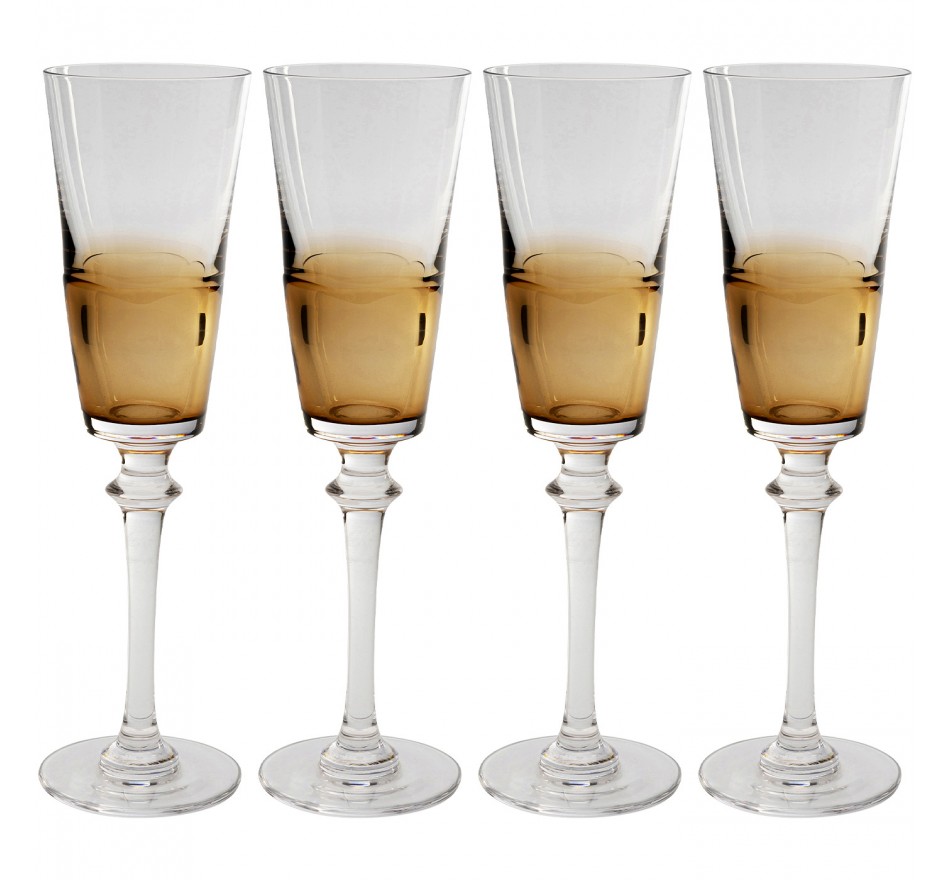 Champagne Glass Mimi amber (4/set) Kare Design