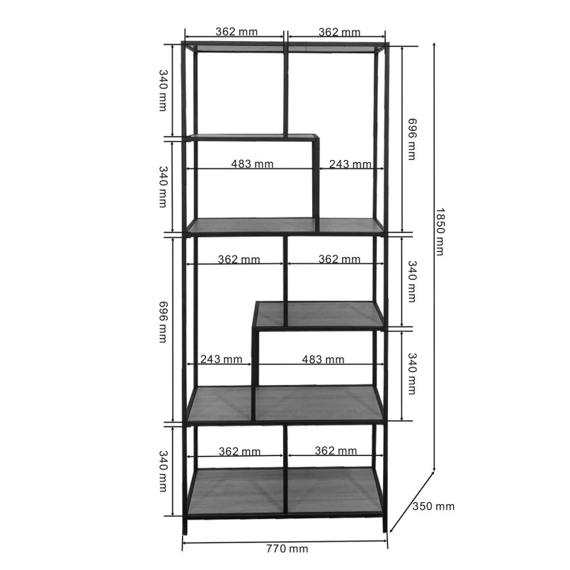 Etagère six niveaux noire en acier - Loftie - Kare Design