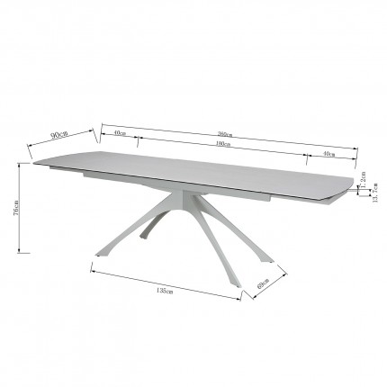 Table à rallonges Lana 260x90cm beige Kare Design