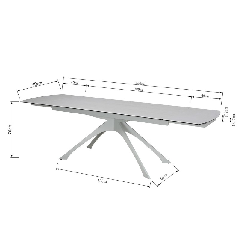 Table à rallonges beige en grès et acier - Lana - Kare Design