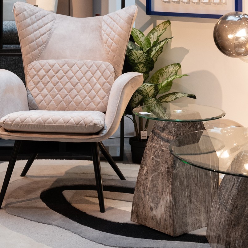 Table d'appoint en acier imitation roche et verre - Rocky - Kare Design