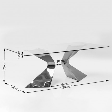 Table Gloria 200x100cm chromée Kare Design