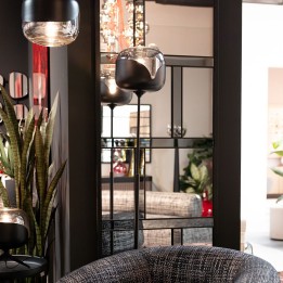 Lampadaire moderne noir en verre et acier - Goblet Ball - Kare Design