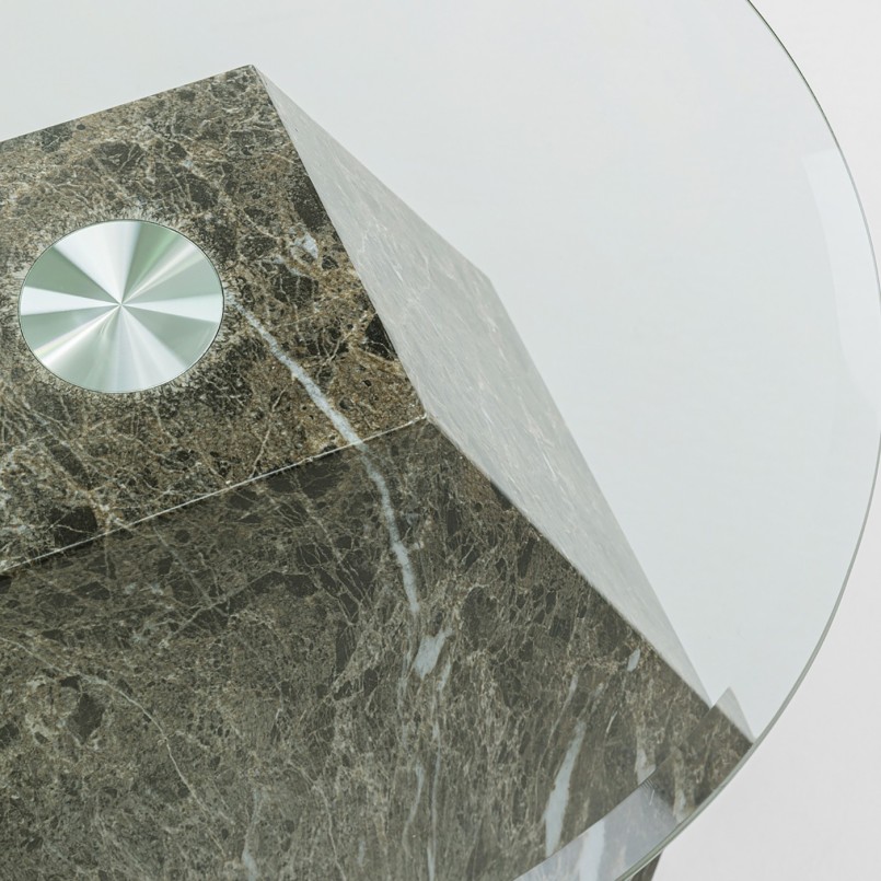 Table d'appoint en acier imitation roche et verre - Rocky - Kare Design