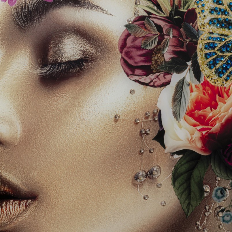 Tableau femme fleurs et papillons - Muse Glamour - Kare Design
