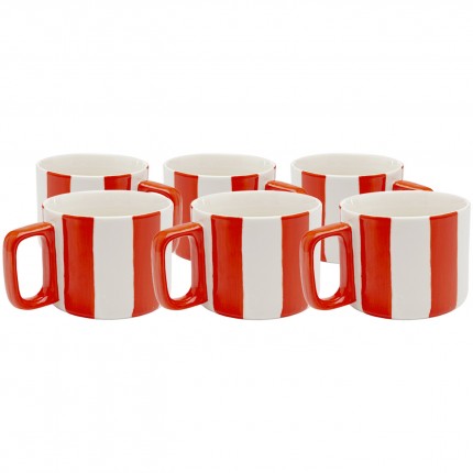 Tasses Cocina rouges et blanches set de 6 Kare Design
