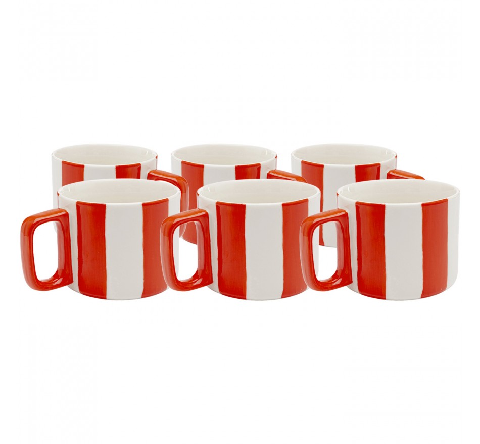 Tasses Cocina rouges et blanches set de 6 Kare Design