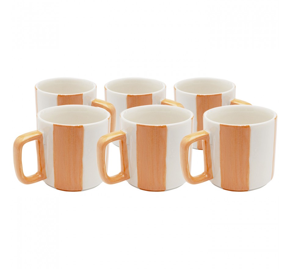 Kopjes Cocina oranje en wit (6/set) Kare Design