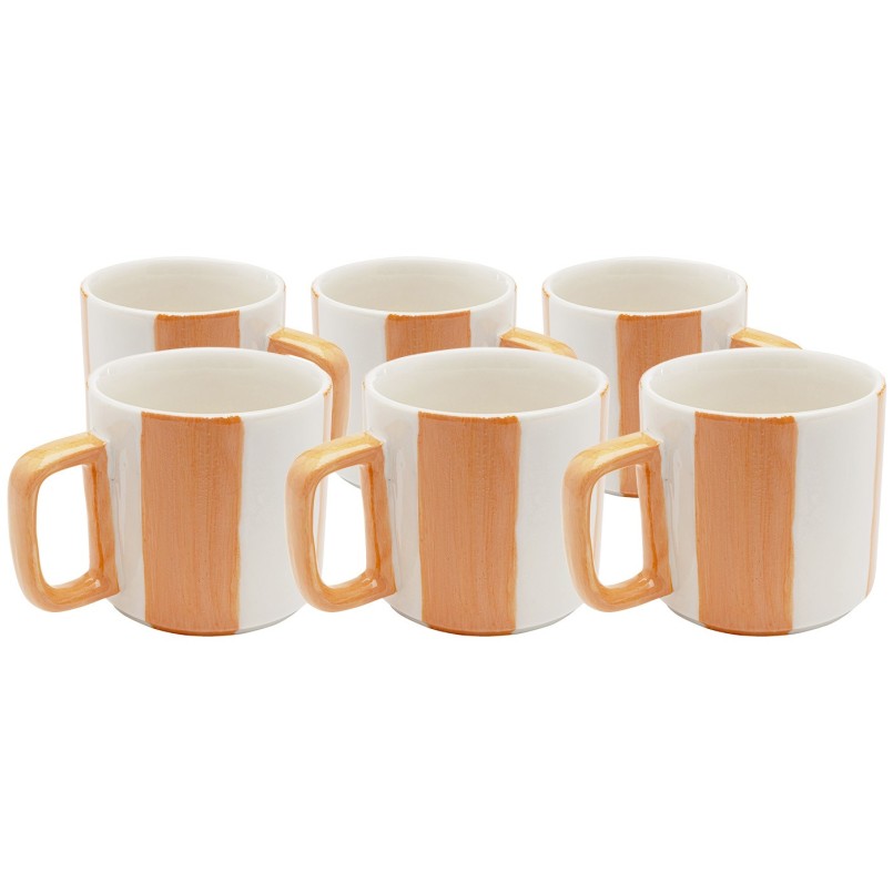 Tasses rayées oranges et blanches - Cocina - Kare Design