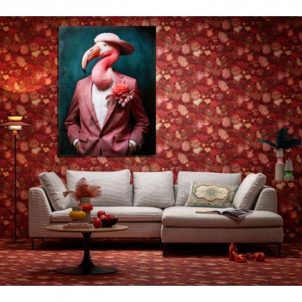 Tableau en verre flamant rose costume 120x160cm Kare Design