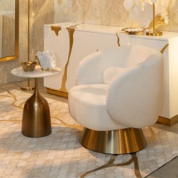 White ceramic gold side table - Nube Tulip - Kare Design