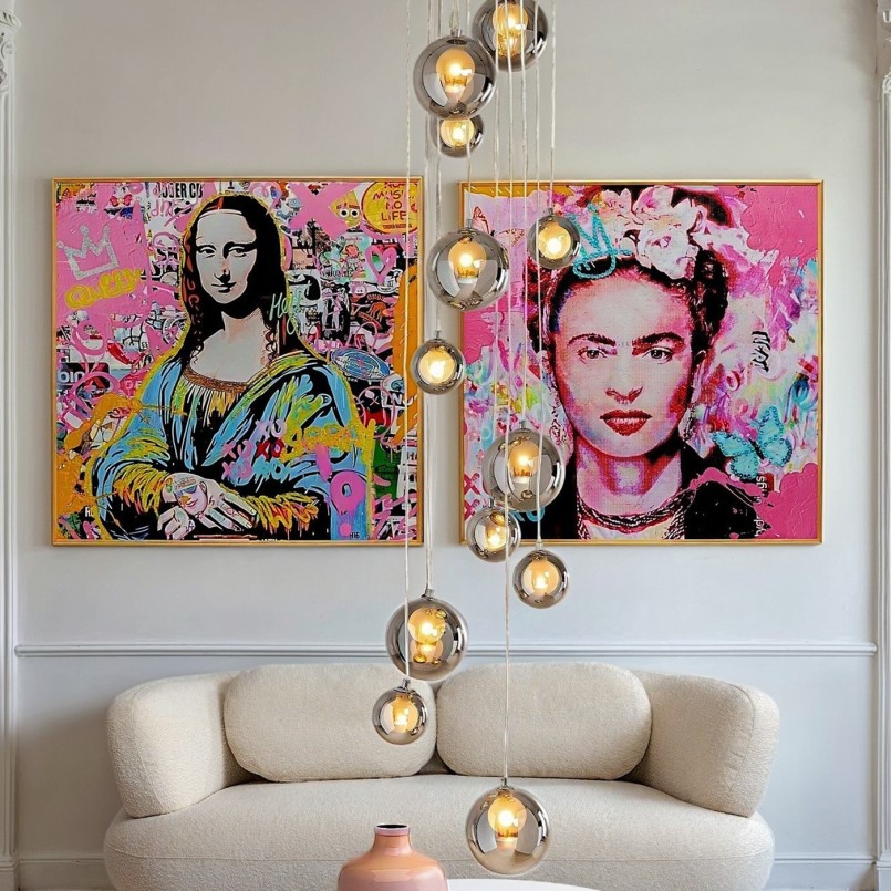Tableau muse rose strass et graffiti - La Viva - Kare Design