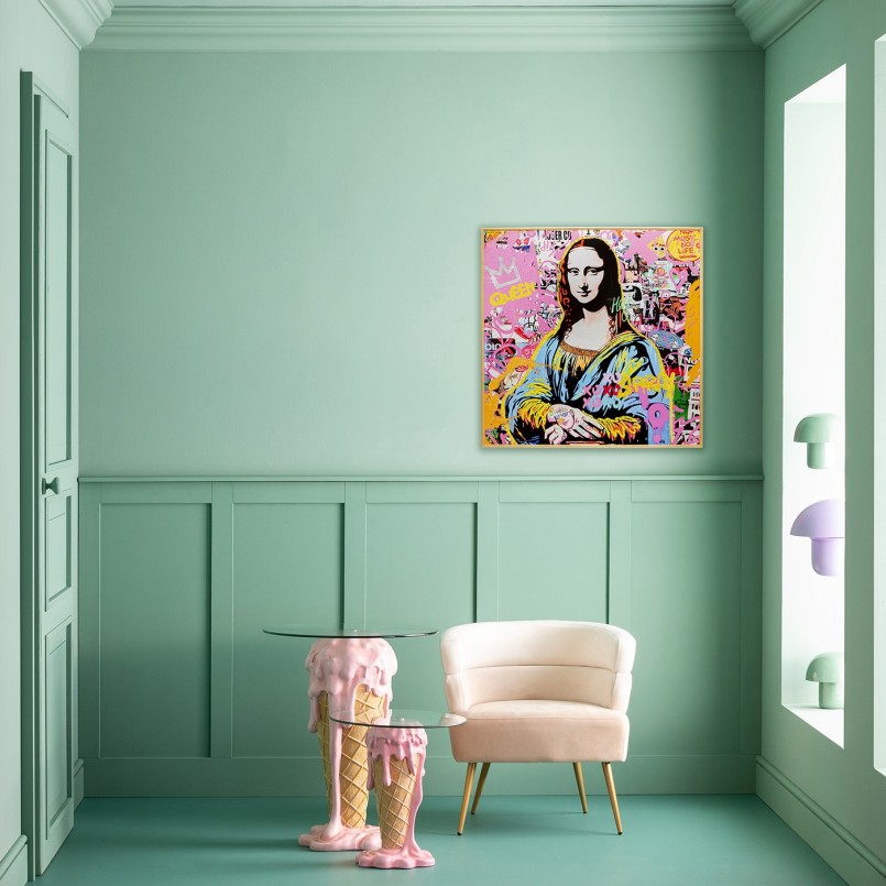 Tableau muse rose strass et graffiti - La Viva - Kare Design
