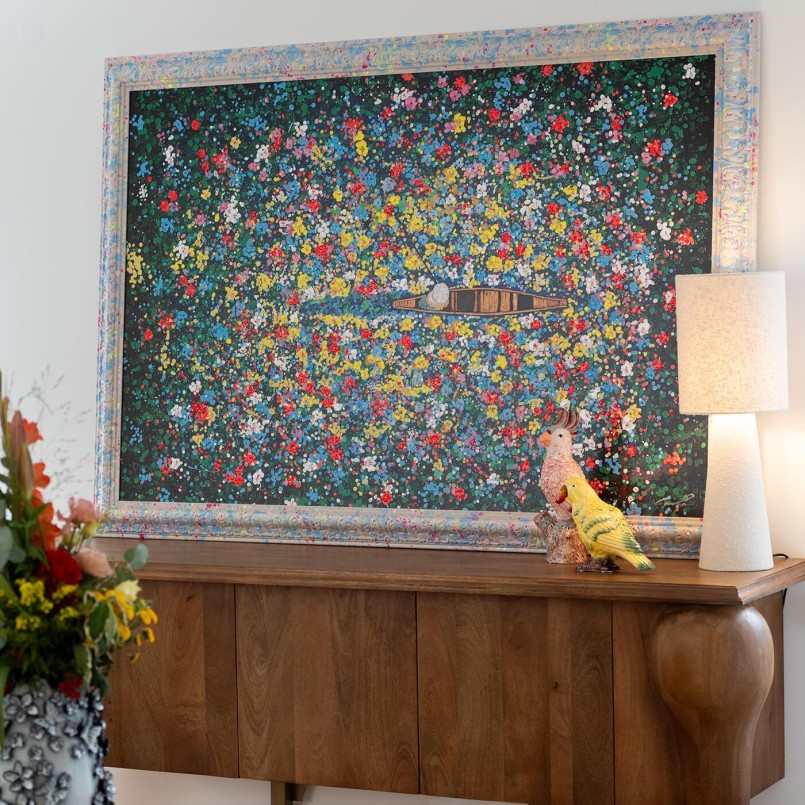 Schilderij drijvende bloemenmarkt 150x100cm Kare Design