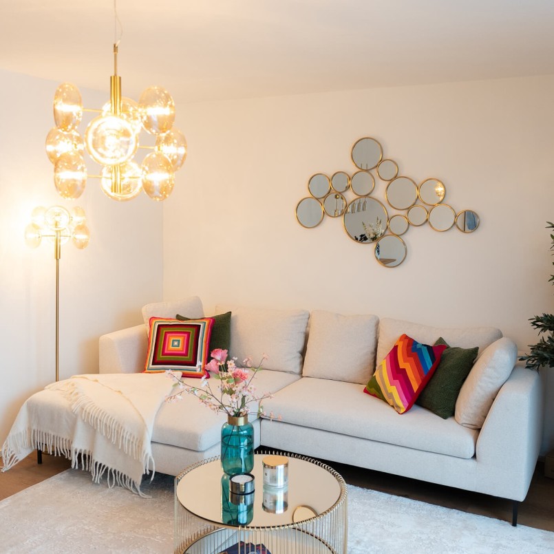 Retro gouden ophanging van staal en glas - Koplamp - Kare Design
