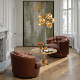 Bruine leren draaifauteuil - Music Hall - Kare Design