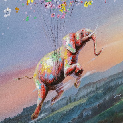 Canvas Picture Flying Elephant At Night 120x160cm Kare Design