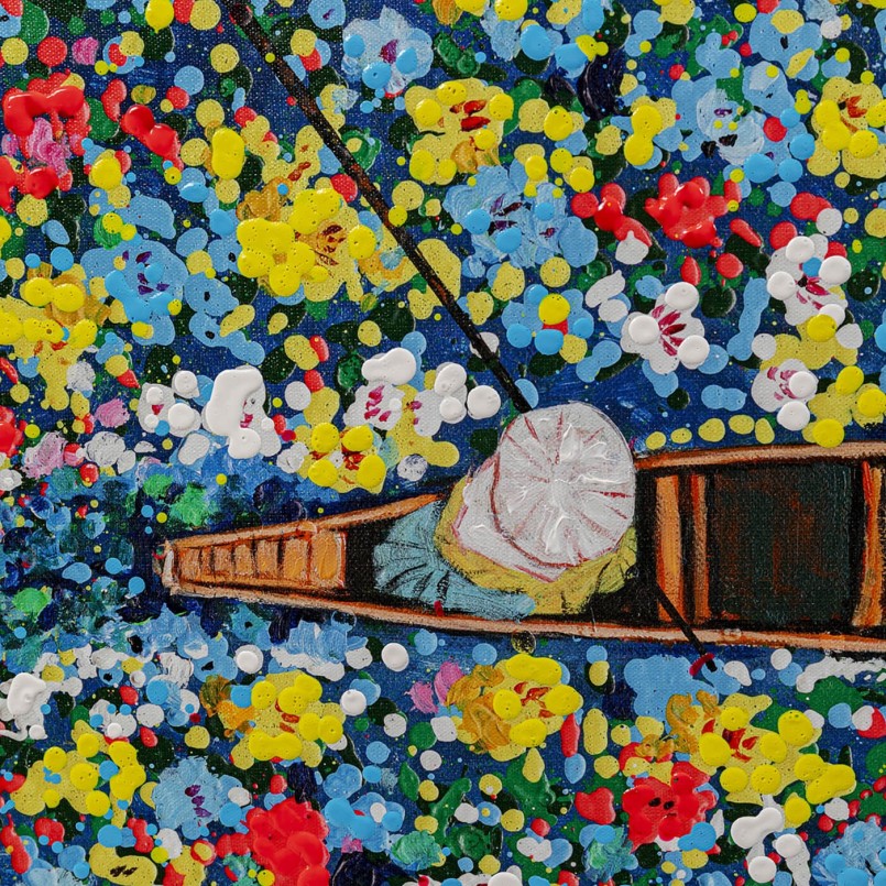 Schilderij drijvende bloemenmarkt 150x100cm Kare Design