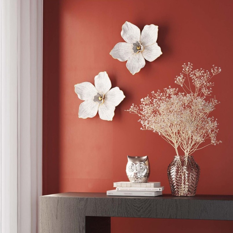 Wanddecoratie van witte en gouden orchideeën - Kare Design