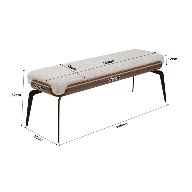 Banc 2/3 places en polyester tressé et hêtre - Marc - Kare Design