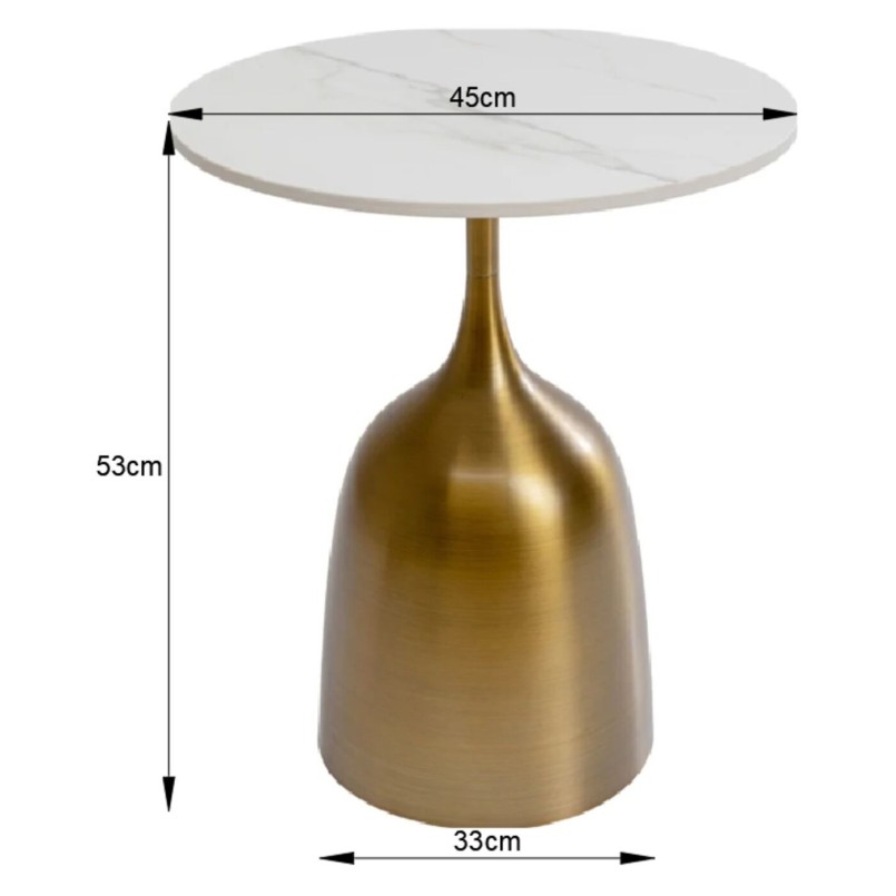 Bijzettafel wit keramiek goud - Nube Tulip - Kare Design