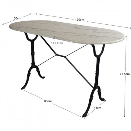 Eettafel Bistrot 120x60cm wit marmer Kare Design