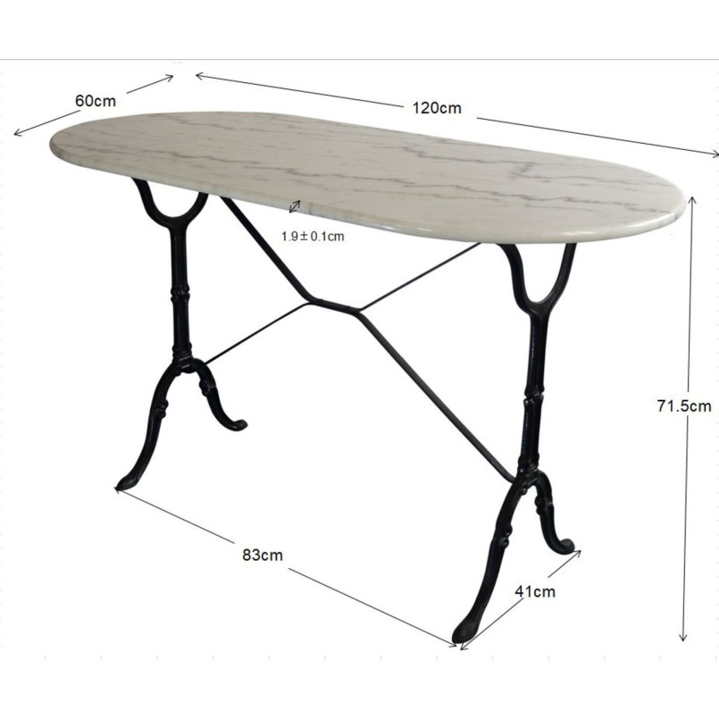 Table à manger en marbre blanc et acier noir - Bistrot - Kare Design