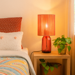 Pink lamp in glass and fabric threads - Veccio - Kare Design