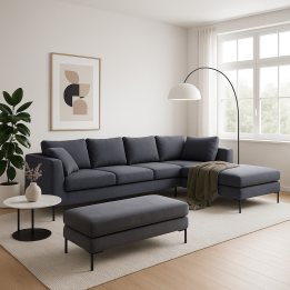 Pouf repose-pieds en velours gris - Gianna - Kare Design