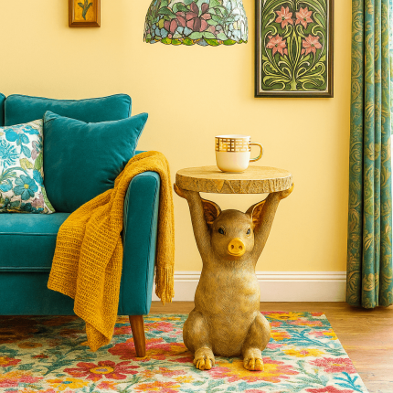 Side Table Animal gold pig Kare Design