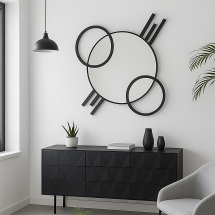 Wall Mirror Triple Cercle black 119x124cm Kare Design