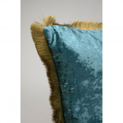 Kussen franje Cannes 55x55cm blauw Kare Design