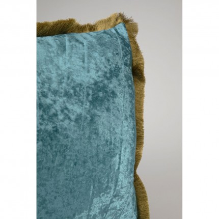 Coussin à franges Cannes 55x55cm bleu pétrole Kare Design