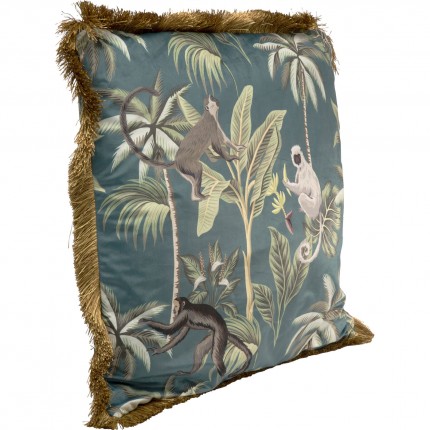 Coussin à franges Jungle singes 55x55cm Kare Design