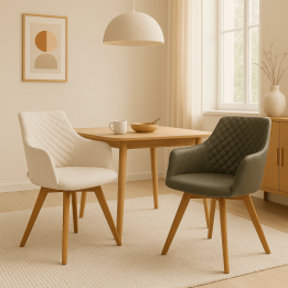 Chaise avec accoudoirs pivotante verte et chêne - Coco - Kare Design