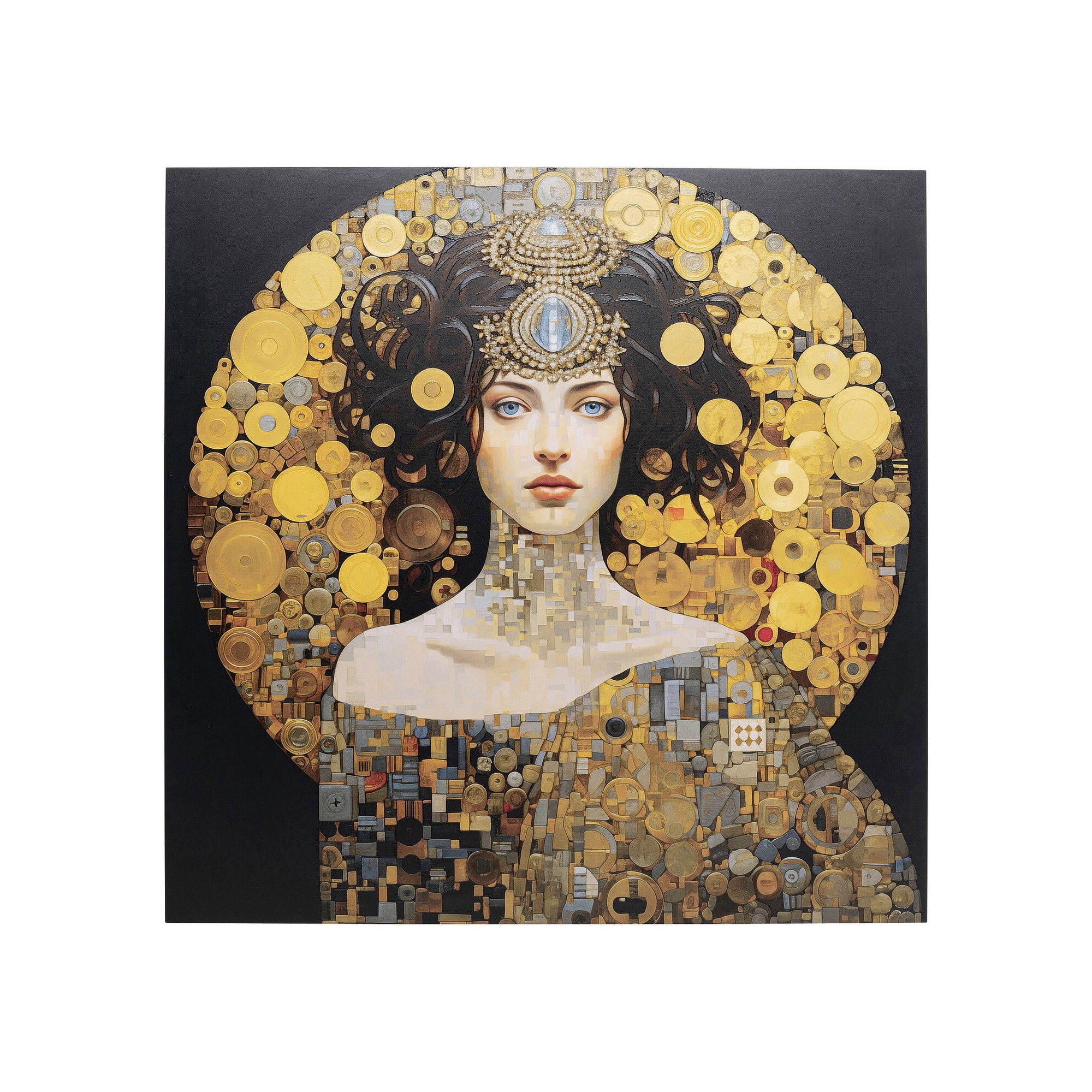 Glass Picture woman Art Nouveau 80x80cm Kare Design